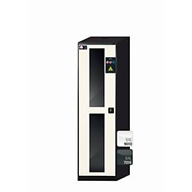 Chemikalienschrank asecos CS-CLASSIC-G, Flügeltür mit Glasausschnitt, Anschlag links, Front Reinweiß, B 545 x T 520 x H 1950 mm