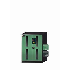 Chemikalienschrank asecos CS-CLASSIC-G, Flügeltüren mit Glasausschnitt, Front Resedagrün, B 810 x T 520 x H 1105 mm