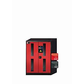 Chemikalienschrank asecos CS-CLASSIC-G, Flügeltüren mit Glasausschnitt, Front Verkehrsrot, B 810 x T 520 x H 1105 mm