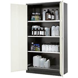 Chemikalienschrank asecos, Flügeltür, 3 Böden, 1055x520x1950 mm, reinweiß