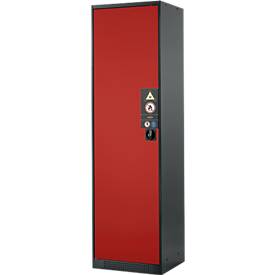 Chemikalienschrank, Flügeltür, 3 Böden, 545x520x1950 mm, verkehrsrot