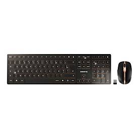 CHERRY DW 9100 SLIM - Tastatur-und-Maus-Set - kabellos - 2.4 GHz, Bluetooth 4.2 - Französisch - schwarz/bronze