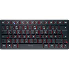 Cherry Multi-Device Tastatur KW 9200 Mini, QWERTZ, 2x Bluetooth 5.0, 2.4 GHz Funk- und USB-C-Kabelkanal, wiederaufladbar, schwarz