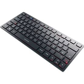Cherry Multi-Device Tastatur KW 9200 Mini, QWERTZ, 2x Bluetooth 5.0, 2.4 GHz Funk- und USB-C-Kabelkanal, wiederaufladbar, schwarz