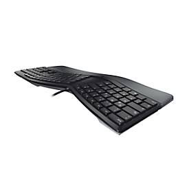 Cherry Tastatur KC 4500 ERGO, deutsches Tastaturlayout, USB, ergonomisch geformt, gepolsterte Handballenauflage, neigbar, mit USB-Kabel, schwarz