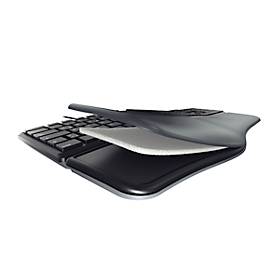 Cherry Tastatur KC 4500 ERGO, deutsches Tastaturlayout, USB, ergonomisch geformt, gepolsterte Handballenauflage, neigbar, mit USB-Kabel, schwarz