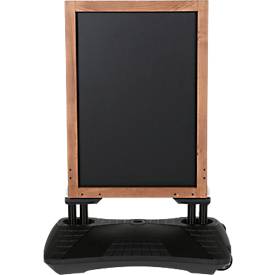Chevalet de trottoir magnétique WindPro Wood – bois – l. 460 x H 680 mm - pour format A1 - résistant aux intempéries - avec roulettes – pin