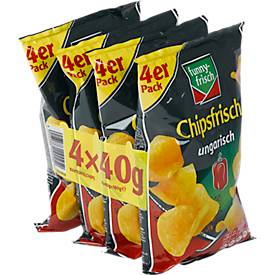 Chips funny-frisch Chipsfrisch ungarisch, Kartoffelchips mit rauchigem Paprika-Geschmack, 4 Tüten mit jeweils 40 g