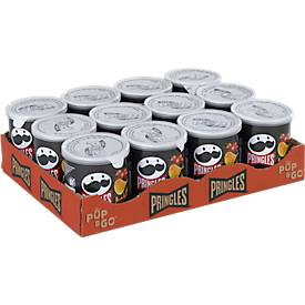 Chips Pringles Hot & Spicy, vegane Kartoffelchips mit scharf-würzigem Geschmack, 12 Dosen mit jeweils 40 g, in Karton