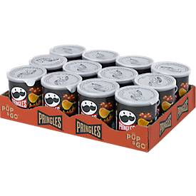 Chips Pringles Hot & Spicy, vegane Kartoffelchips mit scharf-würzigem Geschmack, 12 Dosen mit jeweils 40 g, in Karton