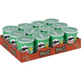 Chips Pringles Sour Cream & Onion, vegane Kartoffelchips mit Sauerrahm- und Zwiebel-Geschmack, 12 Dosen mit jeweils 40 g, in Karton