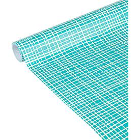 Clairefontaine Kraftpapier, 5 Tinyrollen, 5 m x 0,35 m, türkis mit Gittermuster