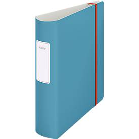 Classeur à levier 180° Active Cosy Leitz®, A4, largeur du dos 82 mm, mécanisme d'arc à levier 180°, étiquette de dos collée et bande élastique, bleu