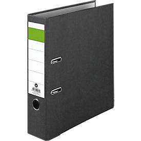 Classeur à levier vert, A4, largeur de dos 80 mm, mécanisme de qualité, trou de poignée &amp; étiquette de dos collée, carton dur, noir marbré, 40 pièces