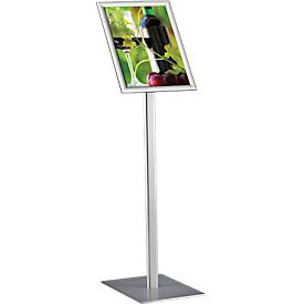 Classic information stand, mitered, DIN A4, 25 mm snap frame, aluminum, silver