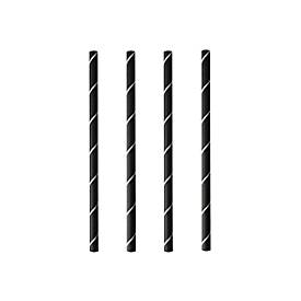 Image of Cocktail Strohhalme Papstar Stripes, Einweg, L 150 x Ø 7 mm, aus FSC®-zertifiziertem Papier, schwarz-weiß, 250 Stück