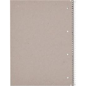 Collegeblock LANDRÉ Recycling, 80 Blatt, DIN A4+, 70 g/m², 4-fach gelocht, Spiralbindung, OPTIK PAPER®, kariert, Rand links, mehrfarbig