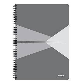 Collegeblock Leitz Office, Format A4, 90 karierte Blatt, lässt sich um 360° öffnen, Spiralbindung, Kartoneinband, FSC®-zertifiziert, grau