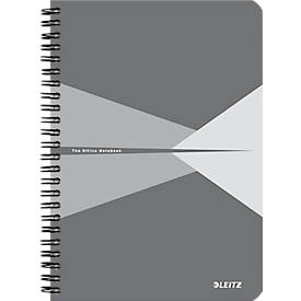 Collegeblock Leitz Office, Format A5, 90 karierte Blatt, lässt sich um 360° öffnen, Spiralbindung, Kartoneinband, FSC®-zertifiziert, grau