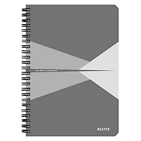 Collegeblock Leitz Office, Format A5, 90 karierte Blatt, lässt sich um 360° öffnen, Spiralbindung, Kartoneinband, FSC®-zertifiziert, grau