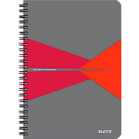 Collegeblock Leitz Office, Format A5, 90 karierte Blatt, lässt sich um 360° öffnen, Spiralbindung, Kartoneinband, FSC®-zertifiziert, rot