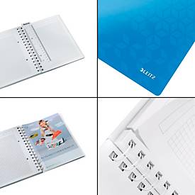 Collegeblock Leitz WOW, DIN A5, 80 karierte Blatt, Klarsicht-Tasche, FSC®-zertifiziert, blau