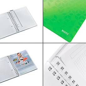 Collegeblock Leitz WOW, DIN A5, 80 karierte Blatt, Klarsicht-Tasche, FSC®-zertifiziert, grün