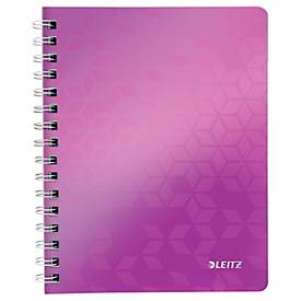 Collegeblock Leitz WOW, DIN A5, 80 karierte Blatt, Klarsicht-Tasche, FSC®-zertifiziert, violett