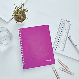 Collegeblock Leitz WOW, DIN A5, 80 karierte Blatt, Klarsicht-Tasche, FSC®-zertifiziert, violett