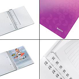 Collegeblock Leitz WOW, DIN A5, 80 linierte Blatt, Klarsicht-Tasche, FSC®-zertifiziert, violett