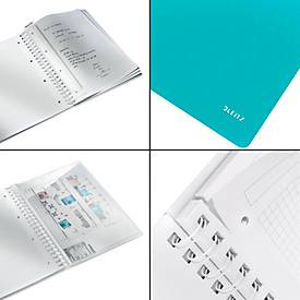 Collegeblock Leitz WOW, Format A4, 80 karierte Blatt, Klarsicht-Tasche, FSC®-zertifiziert, eisblau