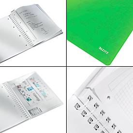 Collegeblock Leitz WOW, Format A4, 80 karierte Blatt, Klarsicht-Tasche, FSC®-zertifiziert, grün