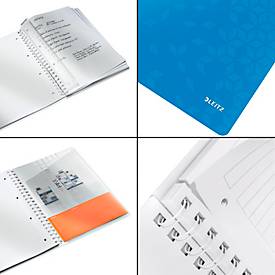 Collegeblock Leitz WOW, Format A4, 80 linierte Blatt, Klarsicht-Tasche, FSC®-zertifiziert, blau