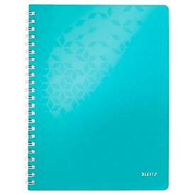 Collegeblock Leitz WOW, Format A4, 80 linierte Blatt, Klarsicht-Tasche, FSC®-zertifiziert, eisblau