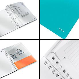 Collegeblock Leitz WOW, Format A4, 80 linierte Blatt, Klarsicht-Tasche, FSC®-zertifiziert, eisblau