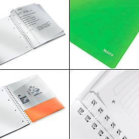 Collegeblock Leitz WOW, Format A4, 80 linierte Blatt, Klarsicht-Tasche, FSC®-zertifiziert, grün