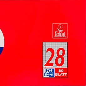 Collegeblock Oxford A4+, 80 Blatt, 90g/m², 4-fach gelocht, Rand rechts & links, kariert, 10 Stück