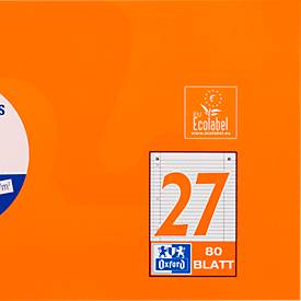 Collegeblock Oxford A4+, 80 Blatt, 90g/m², 4-fach gelocht, Rand rechts & links, liniert, 10 Stück