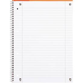 Collegeblock Oxford A4+, 80 Blatt, 90g/m², 4-fach gelocht, Rand rechts & links, liniert, 10 Stück