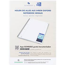 Collegeblock Oxford A4+, 80 Blatt, 90g/m², 4-fach gelocht, Rand rechts & links, liniert, 10 Stück