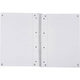 Collegeblock Oxford Recycling, 80 Blatt, DIN A4+, 90 g/m², 4fach gelocht, Spiralbindung, OPTIK PAPER®, mikroperforiert, liniert, Rand links, blau