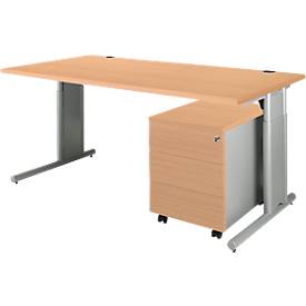 COMBITEC Schreibtisch 1600 mm + Rollcontainer 1233 SET