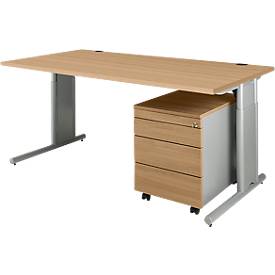 COMBITEC Schreibtisch 1600 mm + Rollcontainer 1233 SET