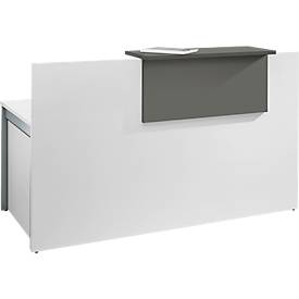 Comptoir d'accueil Come-In - plateau en bois - droit - largeur 1600mm - blanc/graphite