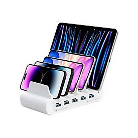 Compulocks 5 Port USB-C and USB-A Charging Dock with EU - Ladestation - 150 Watt - 10 Ausgabeanschlussstellen (5 x USB-C, 5 x 4-poliger USB Typ A)