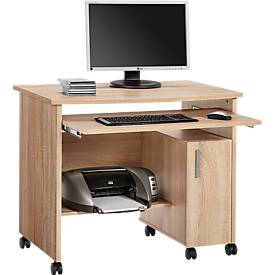 Image of Computer-Schreibtisch auf Rollen, Container, 2 Auszüge, B 940 x T 600 x H 770 mm, Sonoma-Eiche