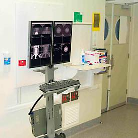 Computerwagen Ergotron Neo-Flex Dual WideView 24-194-055, für 2 Bildschirme, bis 45,4', bis 20,9 kg, höhenverstellbar, VESA, grau