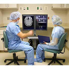 Computerwagen Ergotron Neo-Flex Dual WideView 24-194-055, für 2 Bildschirme, bis 45,4', bis 20,9 kg, höhenverstellbar, VESA, grau