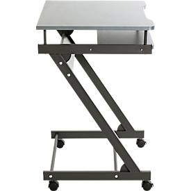 Computerwagen HAKU, 2 Ablageflächen, bis 15 kg, 4 Rollen, B 600 x T 490 x H 750 mm, Stahl/Holz, anthrazit