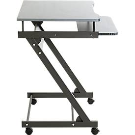 Computerwagen HAKU, 2 Ablageflächen, bis 15 kg, 4 Rollen, B 600 x T 490 x H 750 mm, Stahl/Holz, anthrazit